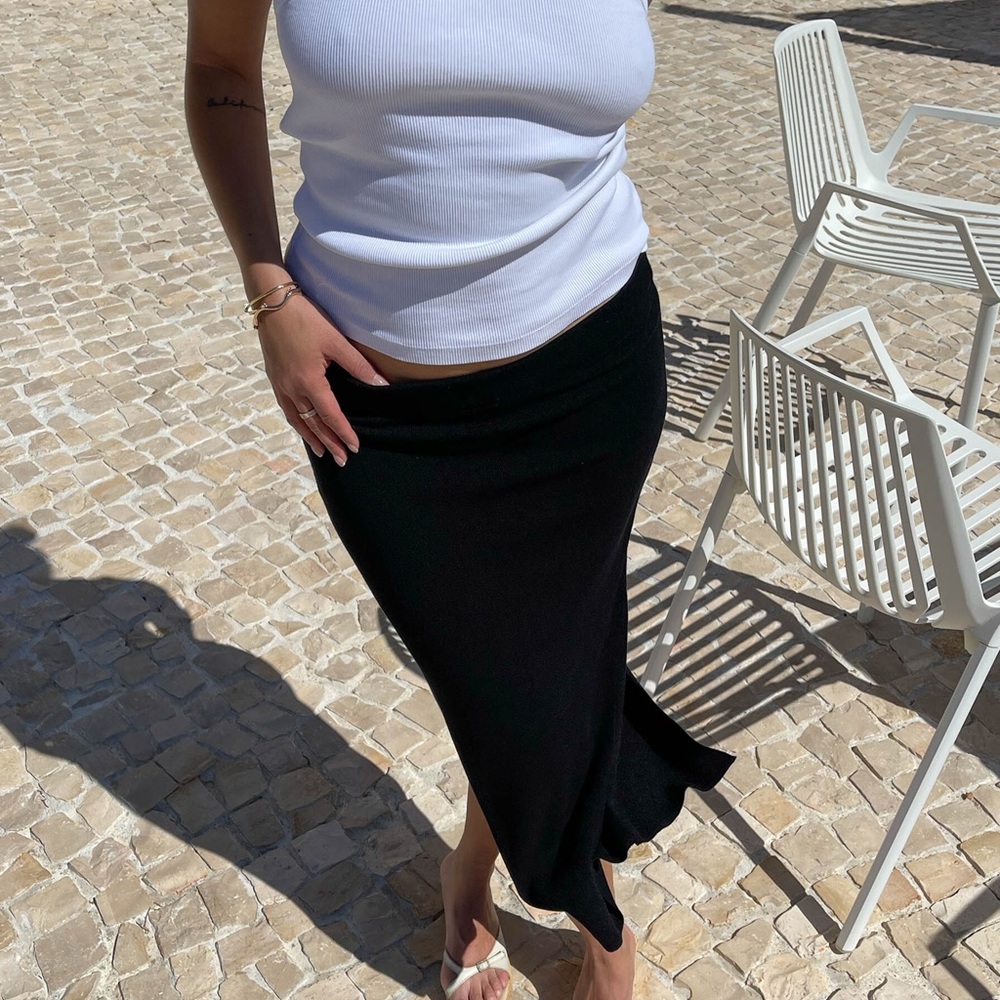 Djerf Avenue Black Midi Skirt